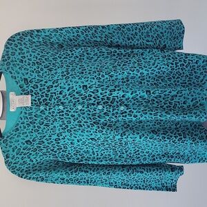 White Stag Women's Teal Leopard Print Cardigan.